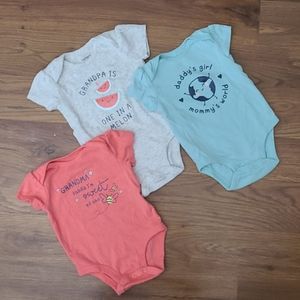 3 Carter's Baby Girl Bodysuits Size 3 Months